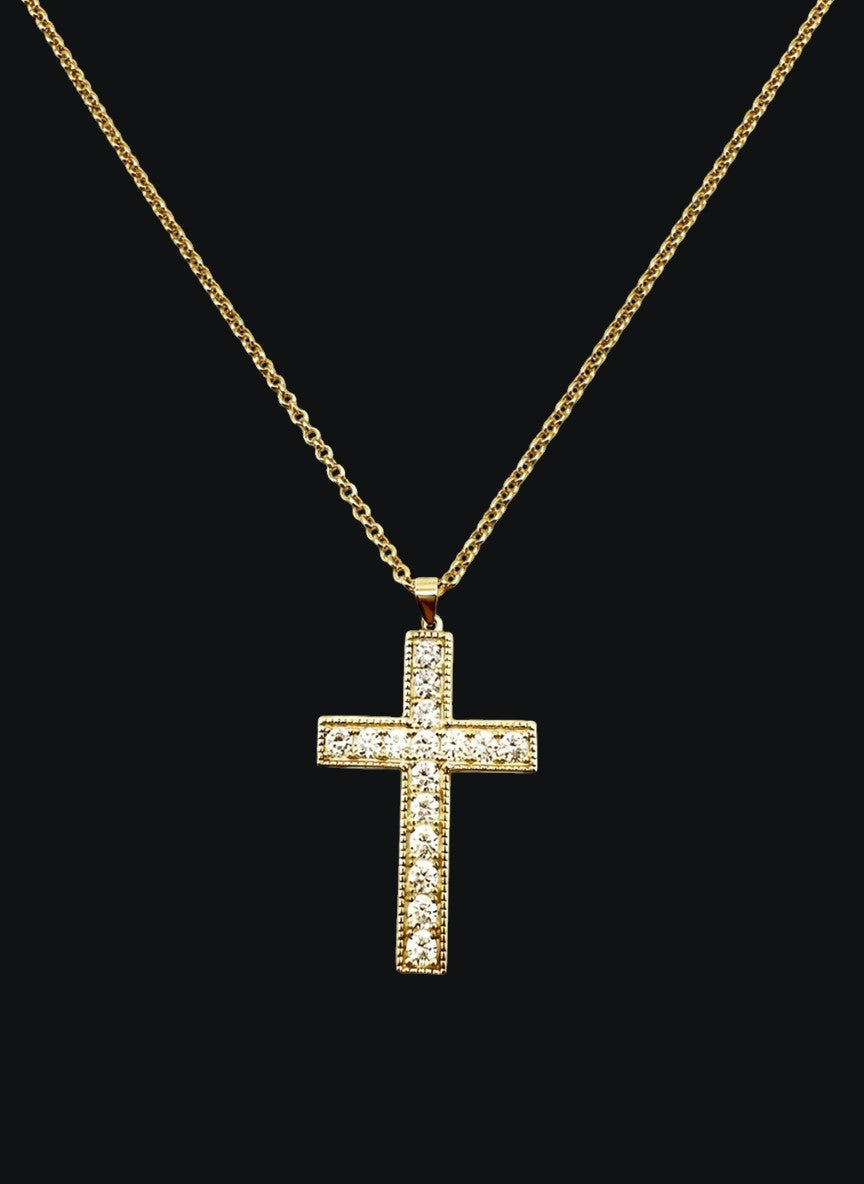 Crossline Pavé Cross Gold